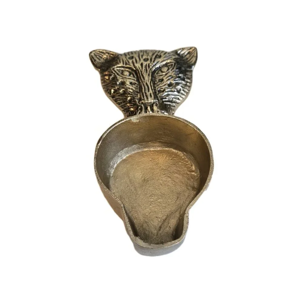 New Metal Jungle Gold Cheetah Tiger Face Head Storage Jewelry Trinket Box Decor